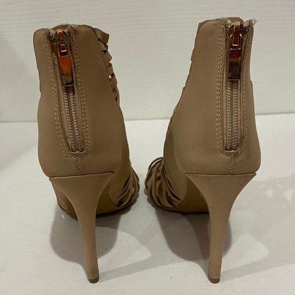 ANNE MICHELLE Women's Sugarlove Strappy Peep Toe Stiletto Heel - nude, size 6 - Picture 10 of 12